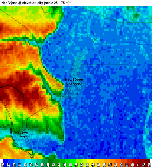 Néa Výssa elevation map