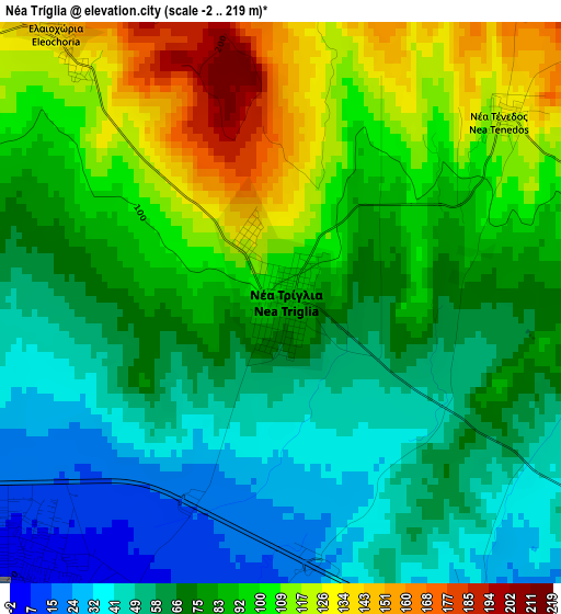 Néa Tríglia elevation map