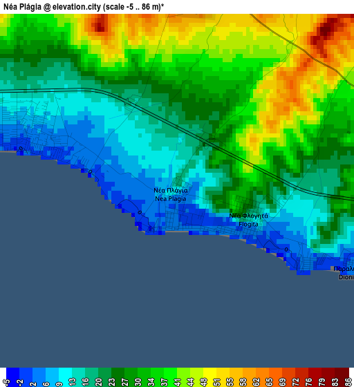 Néa Plágia elevation map