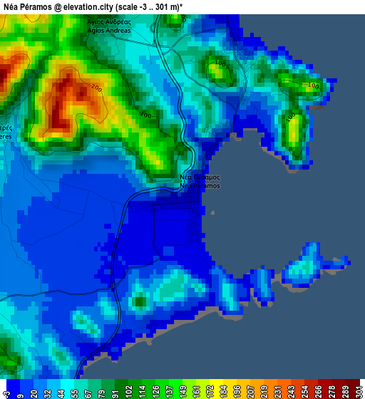 Néa Péramos elevation map