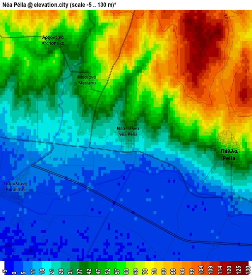Néa Pélla elevation map