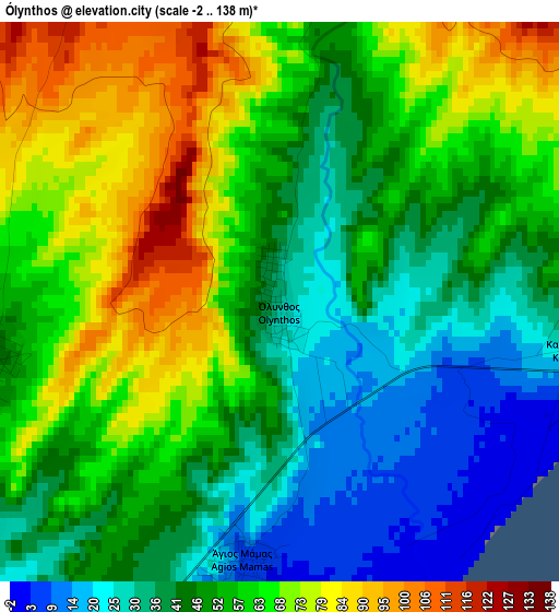 Ólynthos elevation map