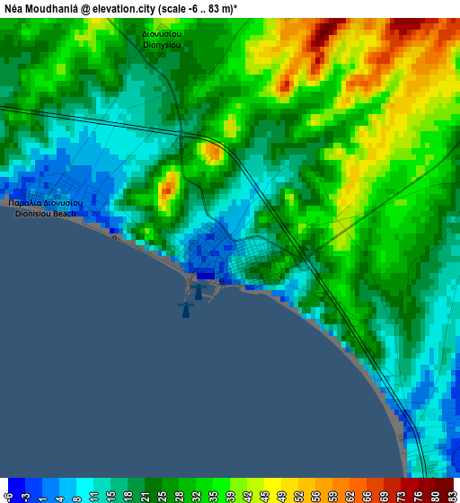 Néa Moudhaniá elevation map