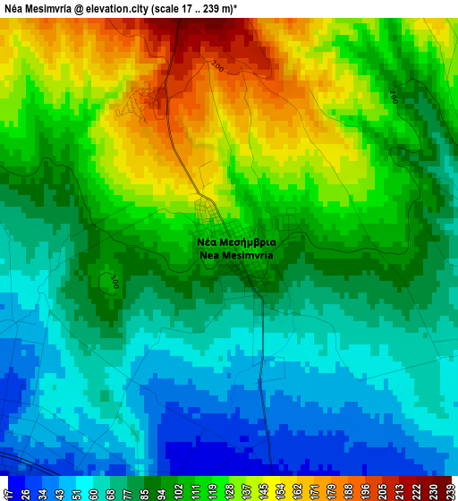 Néa Mesimvría elevation map