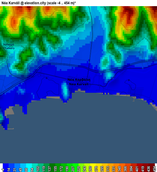 Néa Karváli elevation map