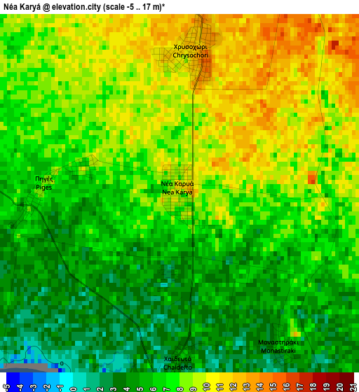 Néa Karyá elevation map