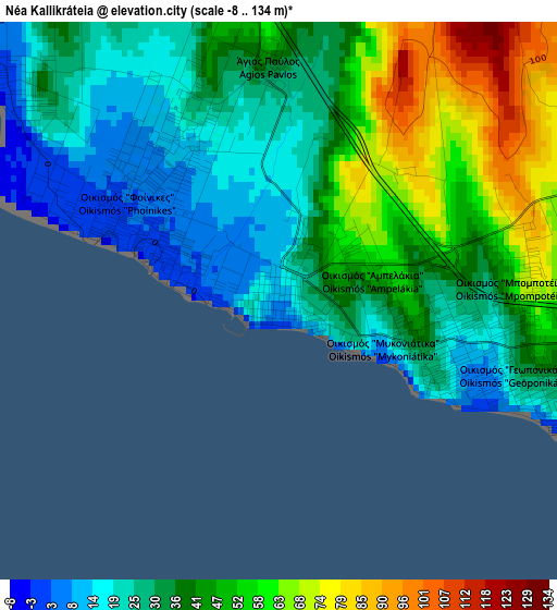 Néa Kallikráteia elevation map