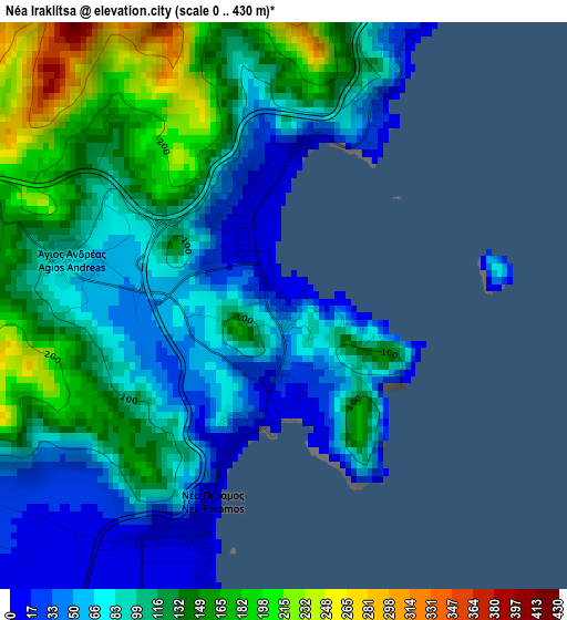 Néa Iraklítsa elevation map