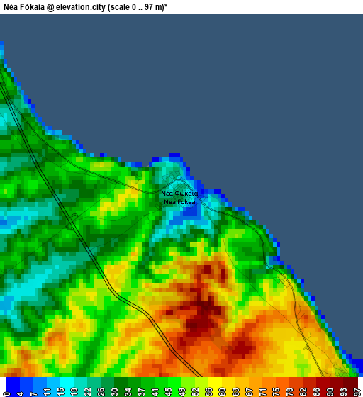 Néa Fókaia elevation map