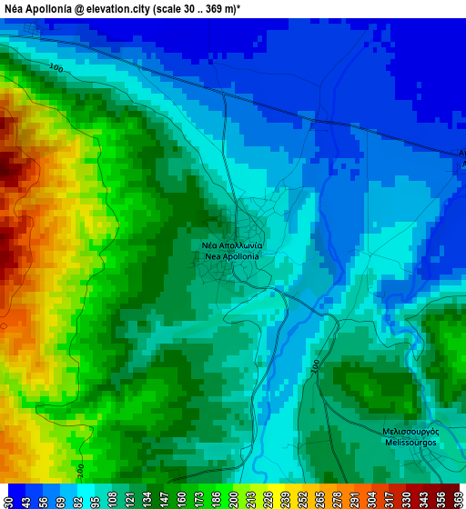 Néa Apollonía elevation map