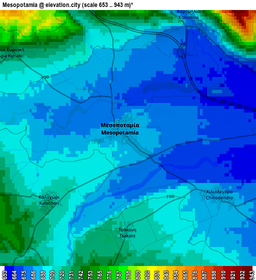 Mesopotamía elevation map