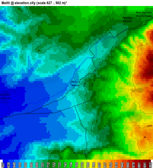 Melíti elevation map