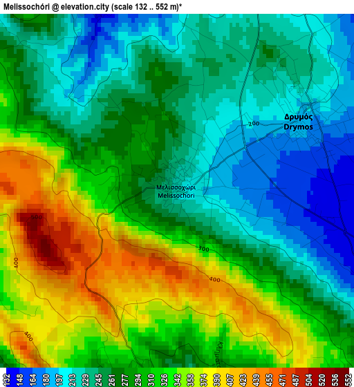 Melissochóri elevation map