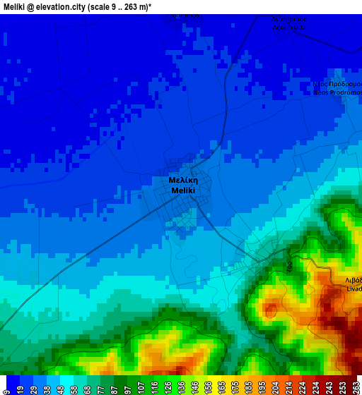 Melíki elevation map