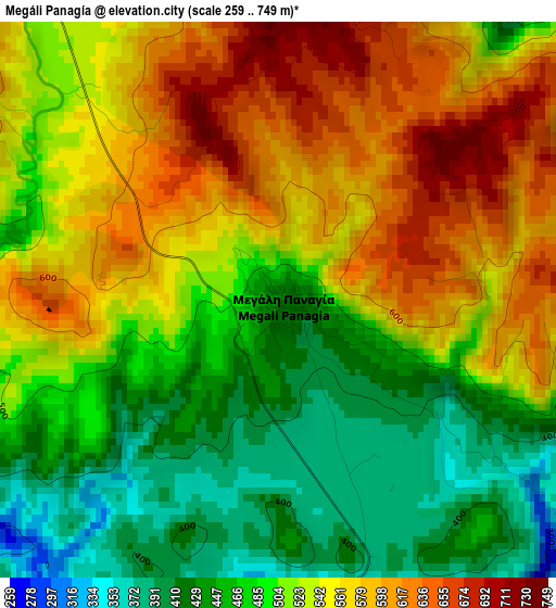 Megáli Panagía elevation map