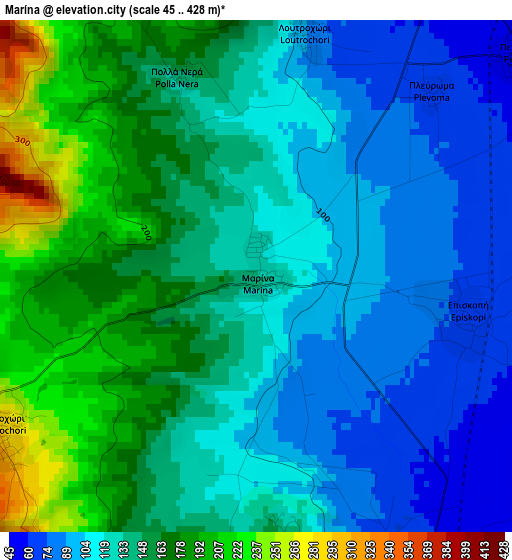 Marína elevation map