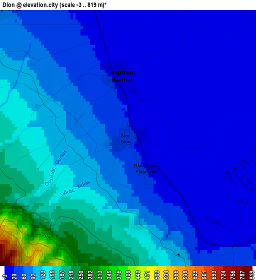 Díon elevation map