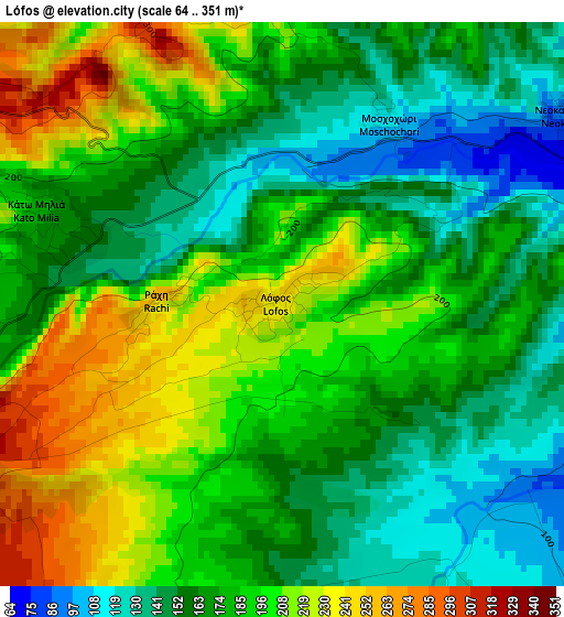 Lófos elevation map