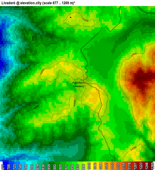 Livaderó elevation map