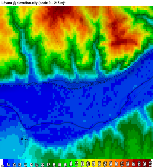 Lávara elevation map