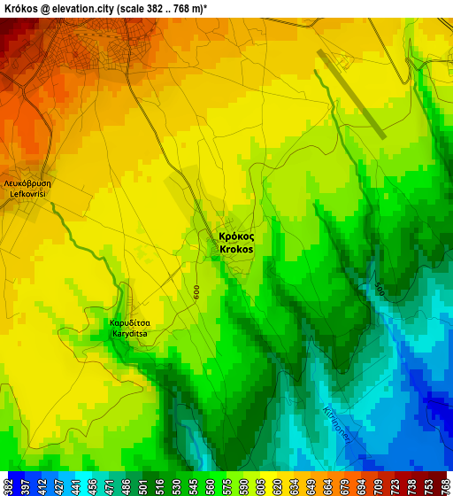 Krókos elevation map