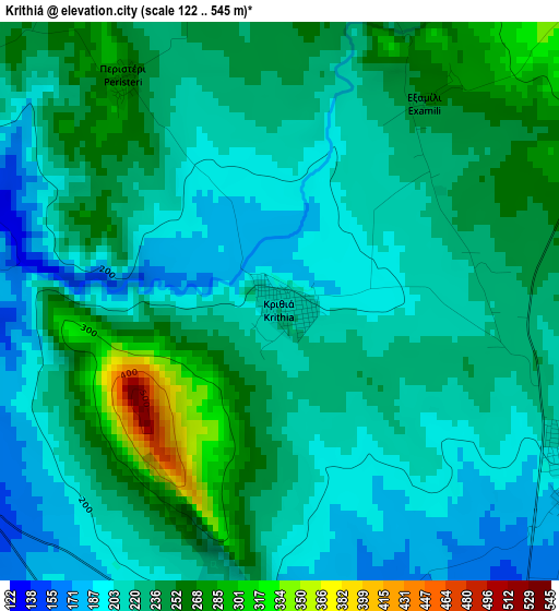 Krithiá elevation map