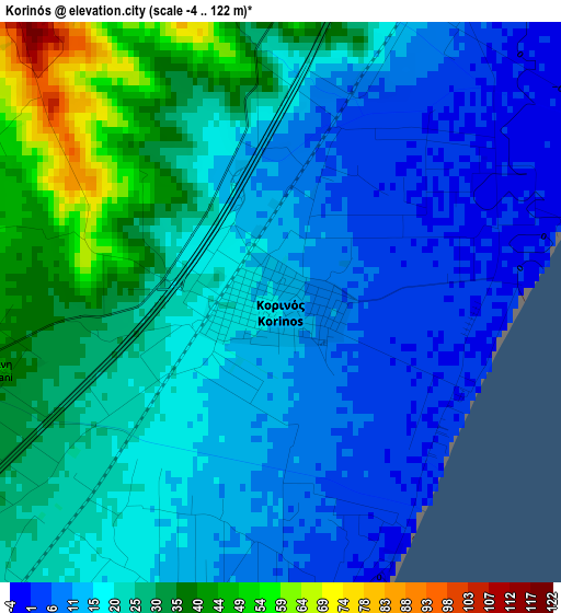 Korinós elevation map