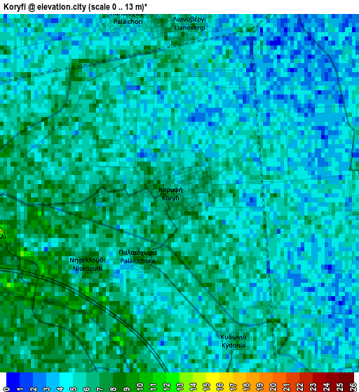 Koryfí elevation map