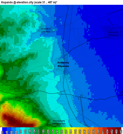 Kopanós elevation map