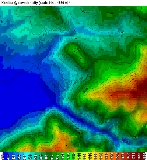 Kónitsa elevation map