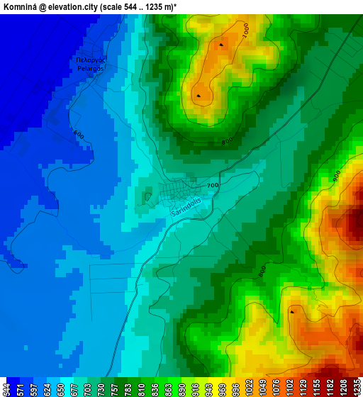 Komniná elevation map