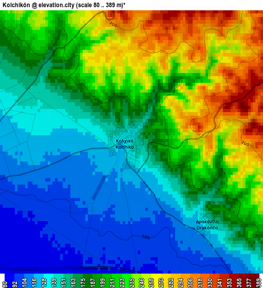 Kolchikón elevation map