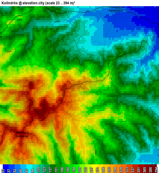 Kolindrós elevation map