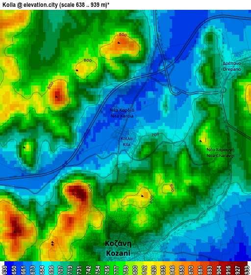 Koíla elevation map