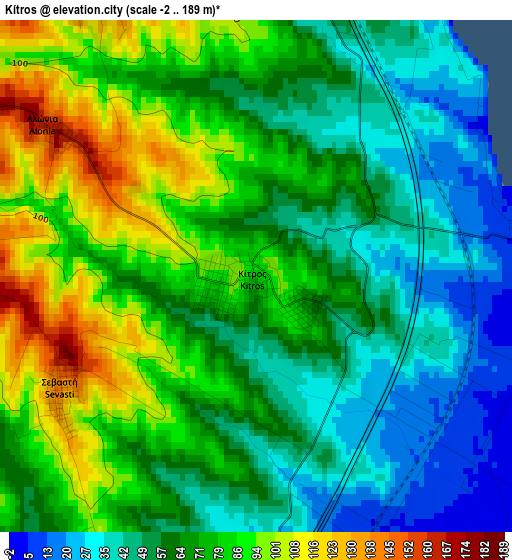 Kítros elevation map