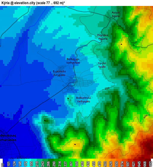 Kýria elevation map