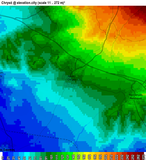 Chrysó elevation map