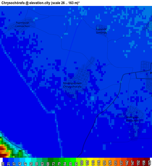 Chrysochórafa elevation map