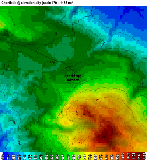 Chortiátis elevation map