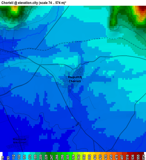 Choristí elevation map