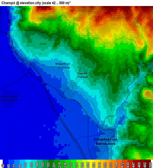 Charopó elevation map