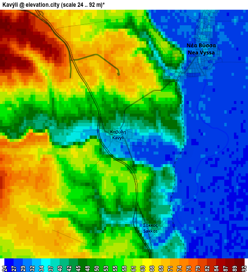 Kavýli elevation map