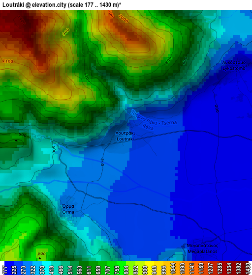 Loutráki elevation map