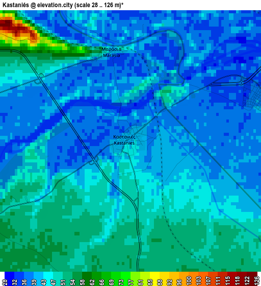 Kastaniés elevation map