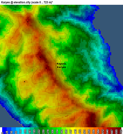 Karyes elevation map