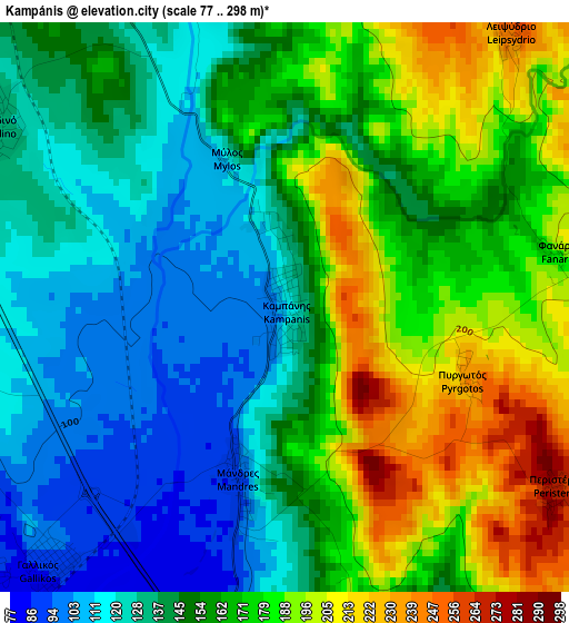 Kampánis elevation map
