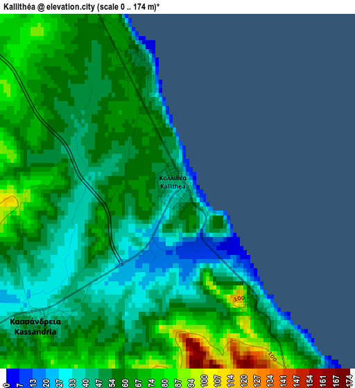 Kallithéa elevation map