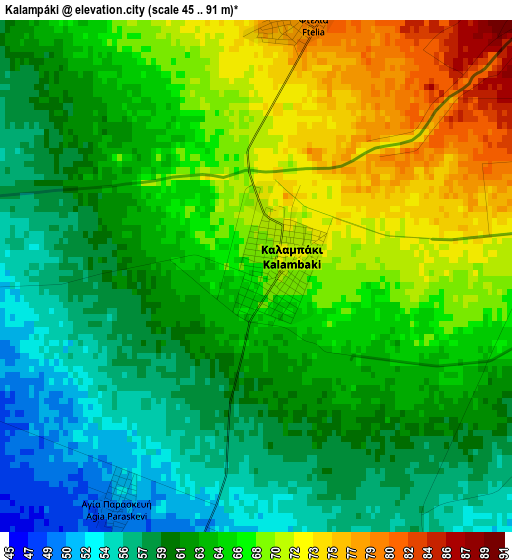 Kalampáki elevation map