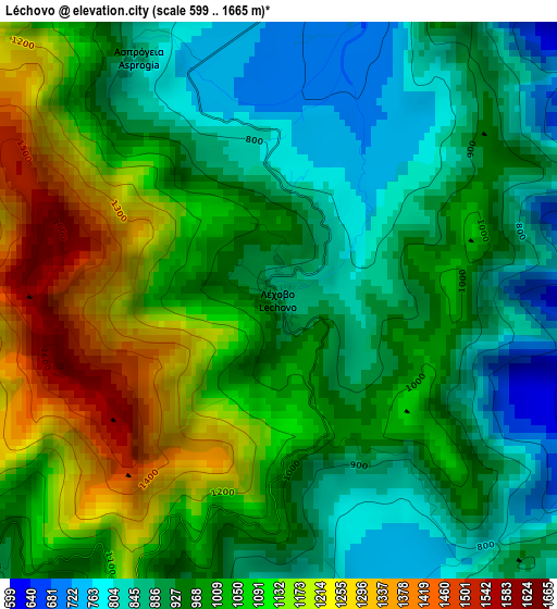 Léchovo elevation map