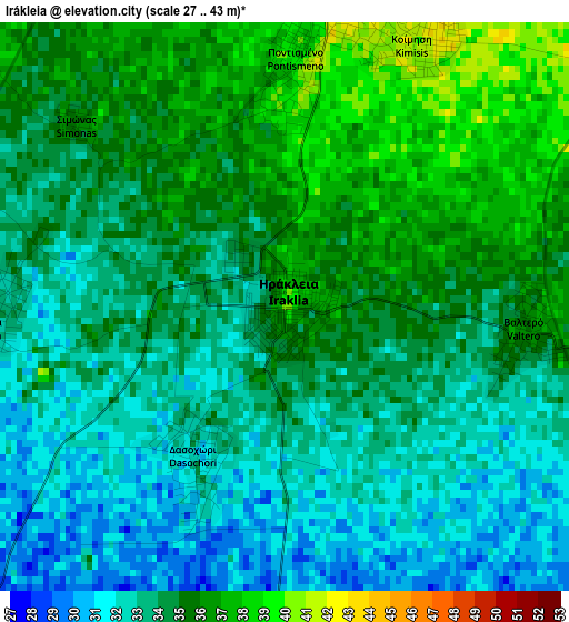 Irákleia elevation map